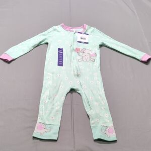 Koala Kids Green and‎ Pink Footies with Graphic Design